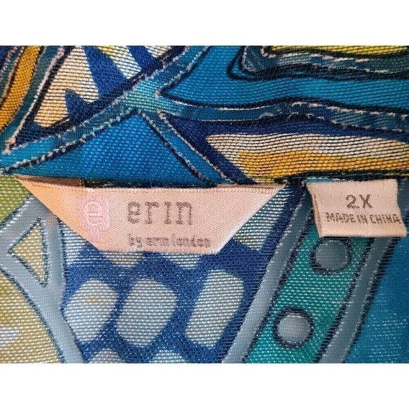 Erin by Erin London Size 2X Multicolor Partially Sheer Button up Top - Picture 6 of 8